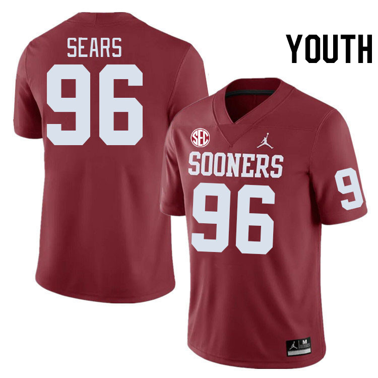 Youth #96 Davon Sears Oklahoma Sooners 2024 SEC Conference College Football Jerseys-Crimson